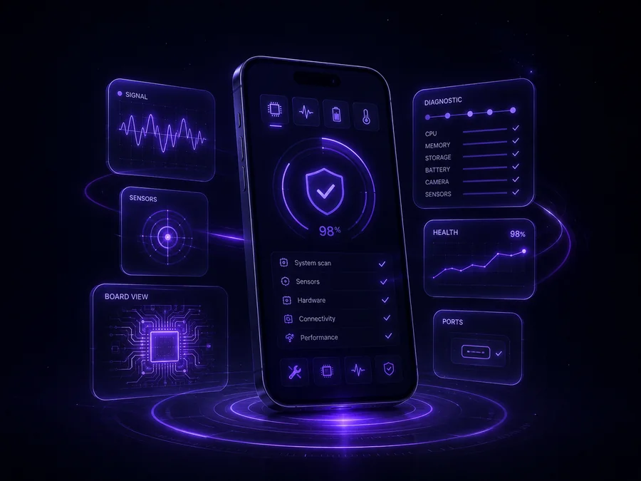 Professionelles Diagnose-Equipment für Smartphone-Reparaturen — Displayreparatur